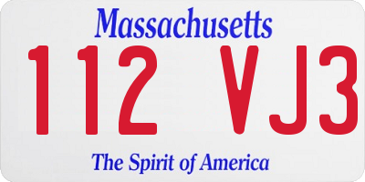 MA license plate 112VJ3