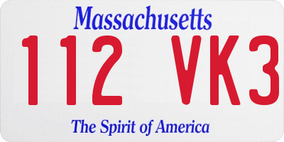 MA license plate 112VK3
