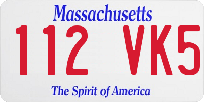 MA license plate 112VK5