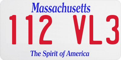 MA license plate 112VL3