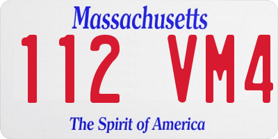 MA license plate 112VM4