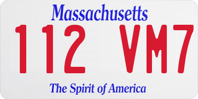 MA license plate 112VM7
