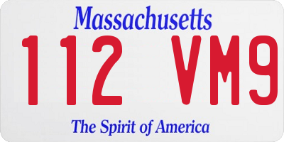 MA license plate 112VM9