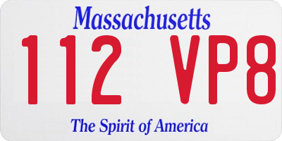 MA license plate 112VP8