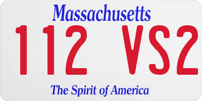 MA license plate 112VS2
