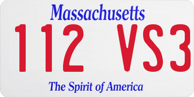 MA license plate 112VS3
