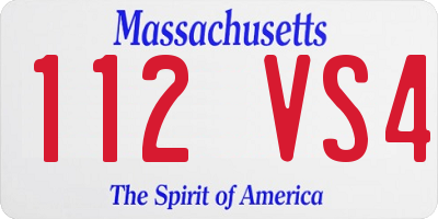 MA license plate 112VS4