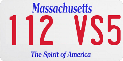 MA license plate 112VS5