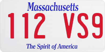 MA license plate 112VS9