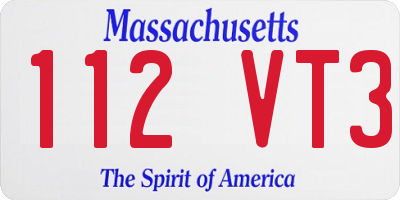 MA license plate 112VT3