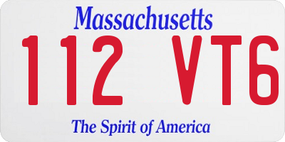 MA license plate 112VT6