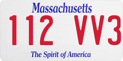 MA license plate 112VV3