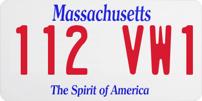 MA license plate 112VW1