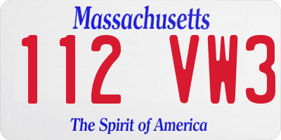 MA license plate 112VW3