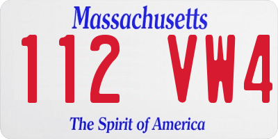 MA license plate 112VW4
