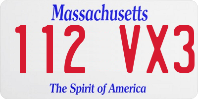 MA license plate 112VX3