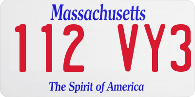 MA license plate 112VY3