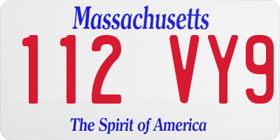 MA license plate 112VY9