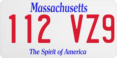 MA license plate 112VZ9