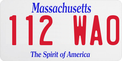MA license plate 112WA0