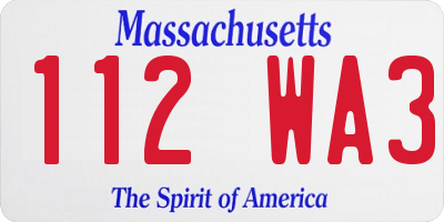 MA license plate 112WA3