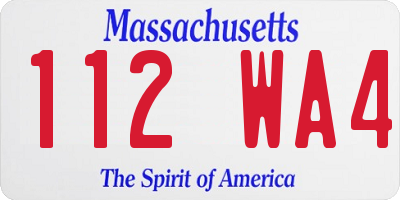 MA license plate 112WA4