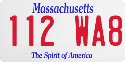 MA license plate 112WA8