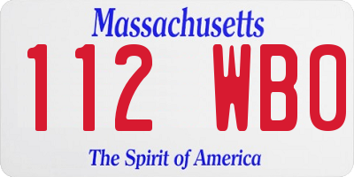 MA license plate 112WB0