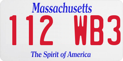 MA license plate 112WB3