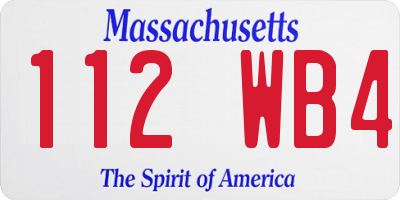 MA license plate 112WB4