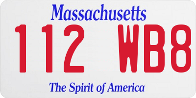 MA license plate 112WB8