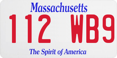 MA license plate 112WB9