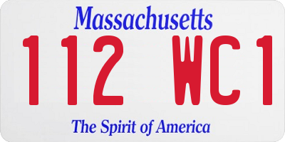 MA license plate 112WC1