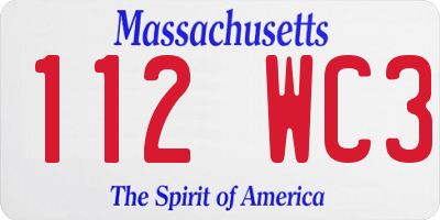 MA license plate 112WC3