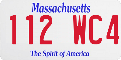 MA license plate 112WC4
