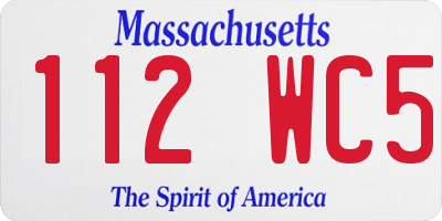 MA license plate 112WC5