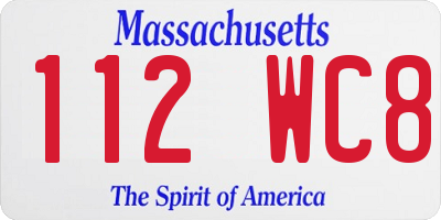 MA license plate 112WC8