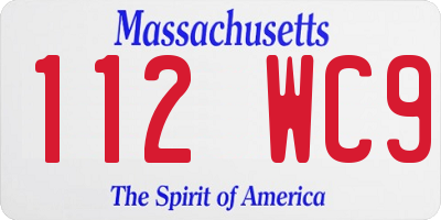 MA license plate 112WC9