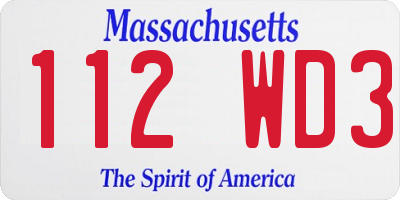 MA license plate 112WD3