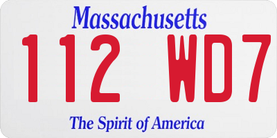MA license plate 112WD7