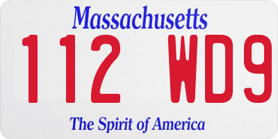 MA license plate 112WD9