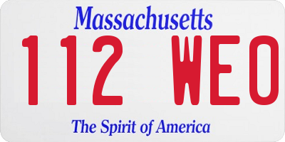 MA license plate 112WE0