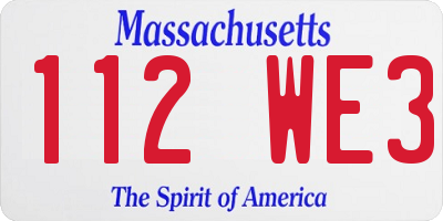 MA license plate 112WE3
