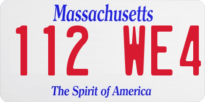 MA license plate 112WE4