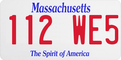 MA license plate 112WE5