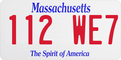 MA license plate 112WE7