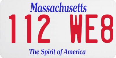 MA license plate 112WE8