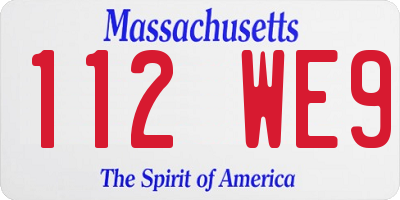 MA license plate 112WE9