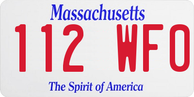 MA license plate 112WF0