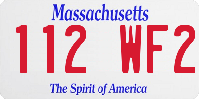 MA license plate 112WF2